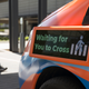 An LED display for passengers on a Drive.ai self-driving van in Frisco, Texas.